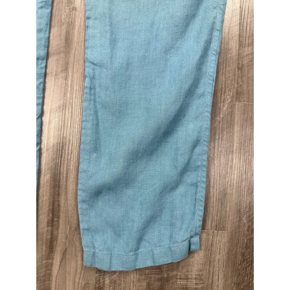 Alex Crane Bo Drawstring Linen Pants Blue — Size Medium